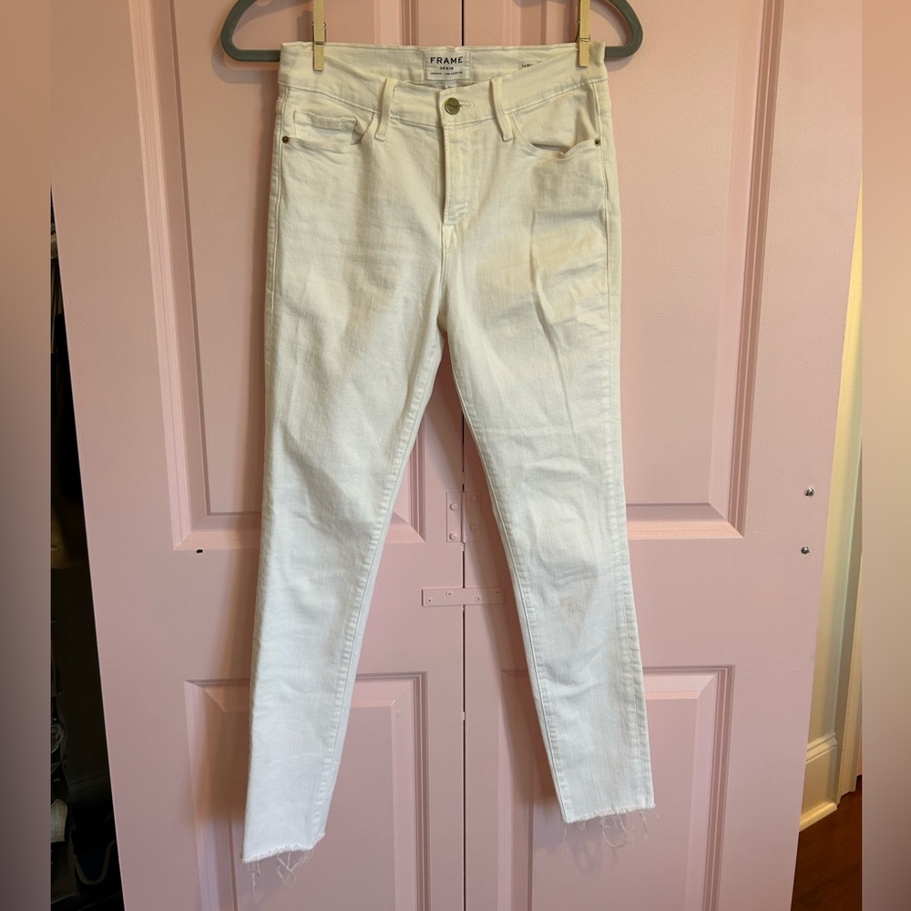 frame white skinny jeans